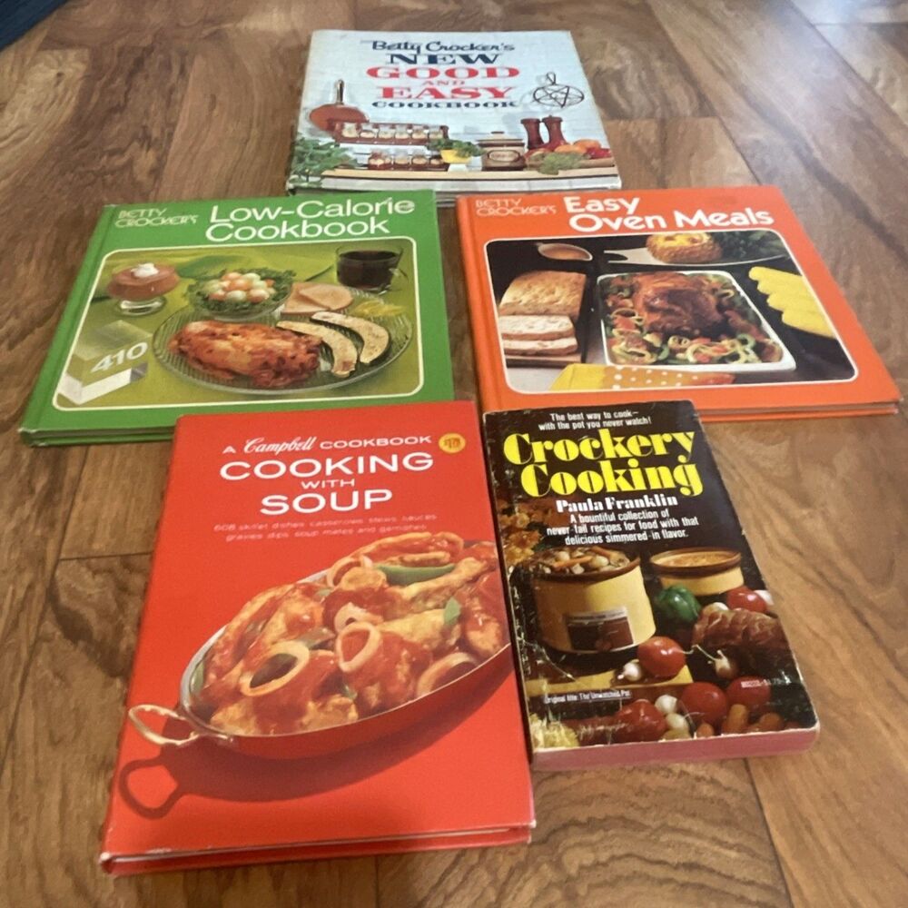 Lot Of 5 Vintage Cookbooks Betty Crocker, Campbell’s, Crockery 1960s/70s